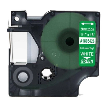 Taśma winylowa Specmark Rhino 1805426 24 mm x 5,5 m / zielona / biały nadruk / do drukarek DYMO D1