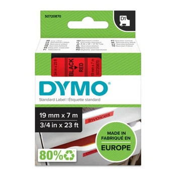 Taśma DYMO D1-45807 19 mm x 7 m / czerwona / czarny nadruk / do drukarek DYMO D1