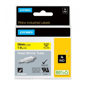 Rurka termokurczliwa DYMO Rhino 1805444 24 mm x 1,5 m / żółta / czarny nadruk / do drukarek DYMO D1