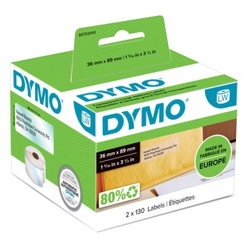 Oryginalne etykiety przeźroczyste DYMO LW 99013 S0722410 36mm x 89mm /czarny nadruk