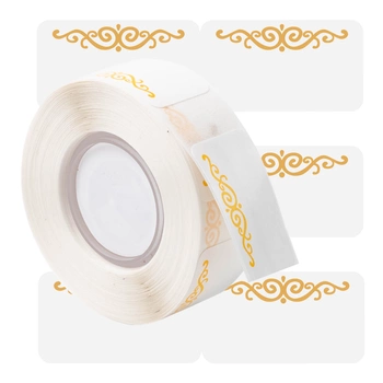 Etykiety Phomemo DCWK1450-130FR 14 x 50 mm 130 szt. / papierowe / wzór w lotos / czarny nadruk / mocny klej / do drukarki D30S