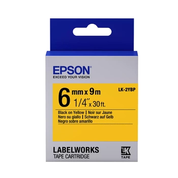Taśma Epson LK-2YBP 6 mm x 9 m / żółta / do drukarek Epson LabelWorks