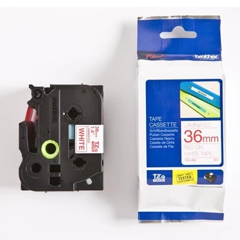 Taśma Brother TZe-262 36 mm x 8 m / biała / czerwony nadruk / do drukarek Brother P-touch