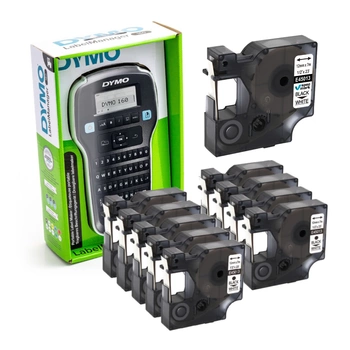 Drukarka etykiet DYMO LabelManager 160 180 dpi / do 12 mm / z 10 szt. taśm D1 w zestawie