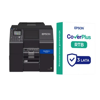Drukarka etykiet Epson ColorWorks C6000Pe (bk) 1200 dpi / do 108mm / PC / Mac / USB / Ethernet / z pakietem serwisowym CoverPlus w zestawie