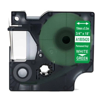 Taśma winylowa Specmark Rhino 1805420 19 mm x 5,5 m / zielona / biały nadruk / do drukarek DYMO D1