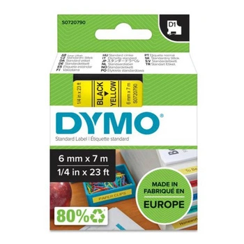 Taśma DYMO D1-43618 6 mm x 7 m / żółta / czarny nadruk / do drukarek DYMO D1