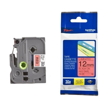 Taśma Brother TZe-431 12 mm x 8 m / czerwona / czarny nadruk / do drukarek Brother P-touch