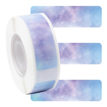 Etykiety Phomemo DCP1240-160M 12 x 40 mm 160 szt. / pastelowe gwiazdy / czarny nadruk / mocny klej / do drukarki D30S