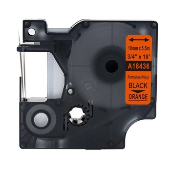 Taśma winylowa Specmark Rhino 18436 19 mm x 5,5 m / pomarańczowa / czarny nadruk / do drukarek DYMO D1