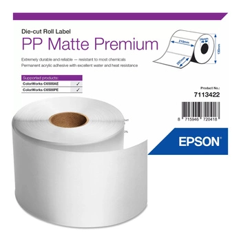 Etykiety Epson 7113422 210 x 297 mm 184 szt. / PP matte premium / do drukarek Epson ColorWorks