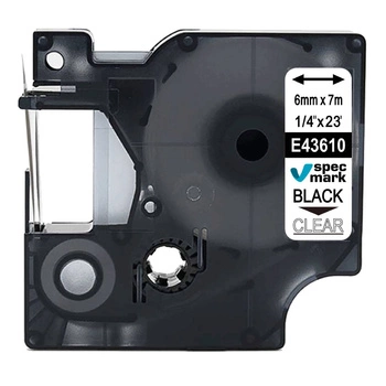 Taśma Specmark D1-43610 6 mm x 7 m / przezroczysta / czarny nadruk / do drukarek DYMO D1