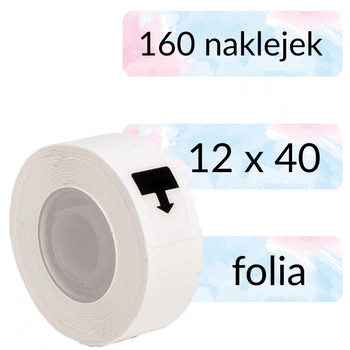 Etykiety Phomemo DP1240-160N 12 x 40 mm 160 szt. / papierowe / pastelowy wzór akwarela / czarny nadruk / mocny klej / do drukarki D30