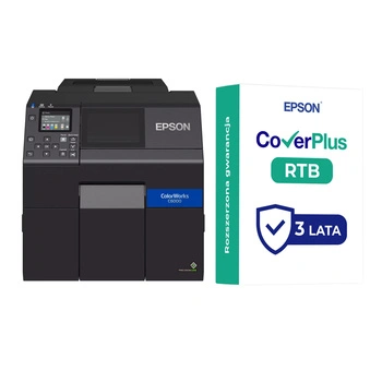 Drukarka etykiet Epson ColorWorks C6000Ae (mk) 1200 dpi / do 108mm / PC / Mac / USB / Ethernet / z pakietem serwisowym CoverPlus w zestawie