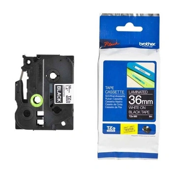 Taśma Brother TZe-365 36 mm x 8 m / czarna / biały nadruk / do drukarek Brother P-touch