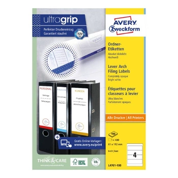 Etykiety na segregatory Avery Zweckform A4 100ark./op. 61 x 192 mm / białe