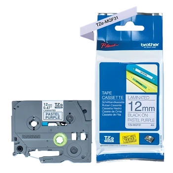 Taśma Brother TZe-MQF31 12 mm x 4 m / fioletowa / czarny nadruk / do drukarek Brother P-touch