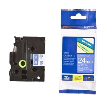 Taśma Brother TZe-555 24 mm x 8 m / niebieska / biały nadruk / do drukarek Brother P-touch