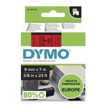 Taśma DYMO D1-40917 9 mm x 7 m / czerwona / czarny nadruk / do drukarek DYMO D1