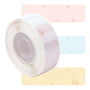 Etykiety Phomemo DCP1450-130A4 14 x 50 mm 130 szt. / papierowe / wzór w chomiki / czarny nadruk / mocny klej / do drukarki D30S