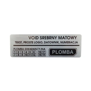 Etykieta plomba void Specmark 70 x 32 mm 250 szt. / srebrna matowa / czarny nadruk / gilza fi40