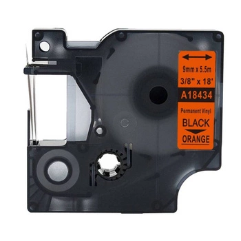 Taśma winylowa Specmark Rhino 18434 9 mm x 5,5 m / pomarańczowa / czarny nadruk / do drukarek DYMO D1