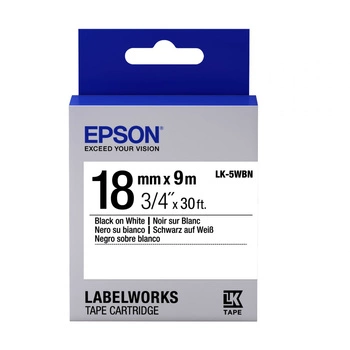 Outlet Oryginalna taśma Epson LK-5WBN 18mm x 9m biała czarny nadruk