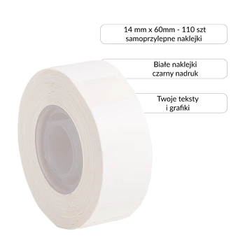 Etykiety Phomemo DP1460-110 14 x 30 mm 110 szt. / papierowe / przezroczyste / czarny nadruk / do drukarki D30