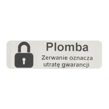 Etykieta plomba void srebrna lustrzana 15 x 5mm 250szt średnica gilzy fi40