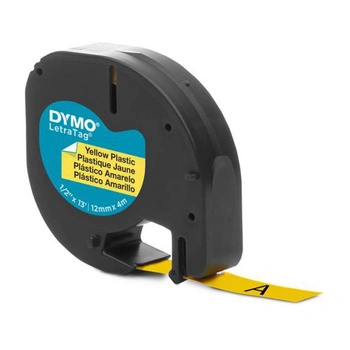 Taśma DYMO LetraTag 59423 12 mm x 4 m / żółta / czarny nadruk / do drukarek DYMO LT