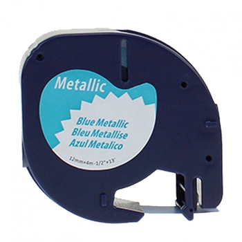 Taśma Specmark LetraTag 1228B 12 mm x 4 m / niebieska metaliczna / czarny nadruk / do drukarek DYMO LT