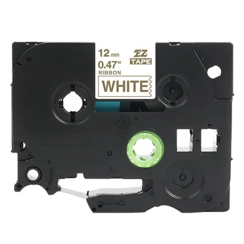 Taśma Specmark TZe-R234 12 mm x 4 m / wstążka biała / złoty nadruk / ozdobna / do drukarek Brother P-touch