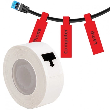 Etykiety Phomemo DXL12.574-35-65 12.5 x 109 mm 65 szt. / papierowe / czerwone / czarny nadruk / jubilerskie / mocny klej / do drukarki D30