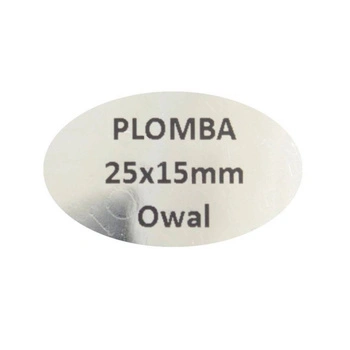 Etykieta plomba void Specmark fi 25 x fi 15 250 szt. / owalne / srebrna lustrzana / czarny nadruk / gilza fi40