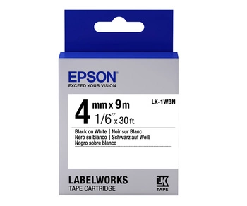 Oryginalna taśma Epson LK-1WBN 4mm x 9m biała czarny nadruk