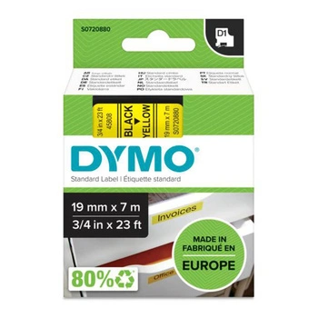 Taśma DYMO D1-45808 19 mm x 7 m / żółta / czarny nadruk / do drukarek DYMO D1