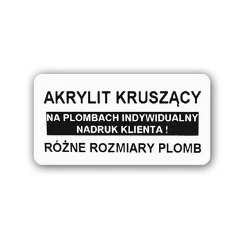 Etykieta plomba krusząca akrylit biała 50 x 70mm 250szt średnica gilzy fi40