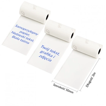 Taśma Phomemo Q22-RMSBW 50 mm x 3 m / biała / niebieski nadruk / 3 szt. do drukarek serii M0