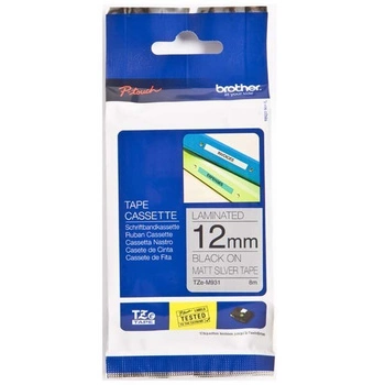 Taśma Brother TZe-M931 12mm x 8m / srebrna / czarny nadruk / do drukarki etykiet Brother P-touch