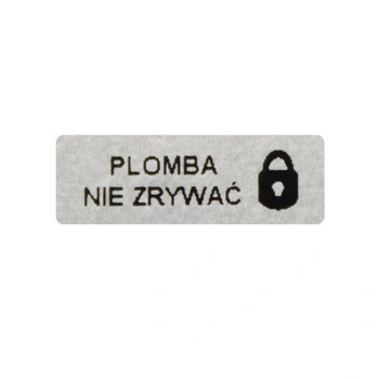 Etykieta plomba krusząca Specmark 40 x 12 mm 250 szt. / akrylit / srebrna / czarny nadruk / gilza fi40