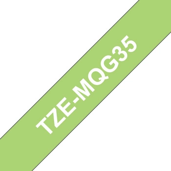 Taśma Brother TZe-MQG35 12mm x 5m / zielona / biały nadruk / do drukarki etykiet Brother P-touch