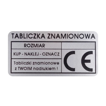 Tabliczka znamionowa srebrna poliestrowa 55mm x 35mm 250szt