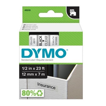 Taśma DYMO D1 45010 12mm x 7m / przezroczysta / czarny nadruk