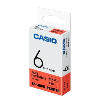 Taśma CASIO XR 6RD1 6 mm x 8 m / czerwona / czarny nadruk / do drukarek Casio