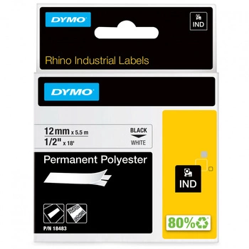 Taśma poliestrowa DYMO Rhino 18483 12 mm x 5,5 m / do drukarek DYMO D1