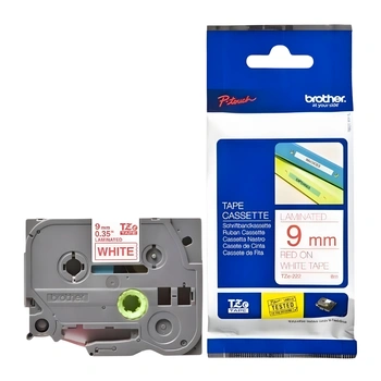 Taśma Brother TZe-222 9 mm x 8 m / biała / czerwony nadruk / do drukarek Brother P-touch