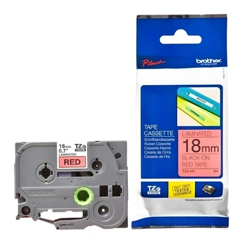 Taśma Brother TZe-441 18 mm x 8 m / czerwona / czarny nadruk / do drukarek Brother P-touch