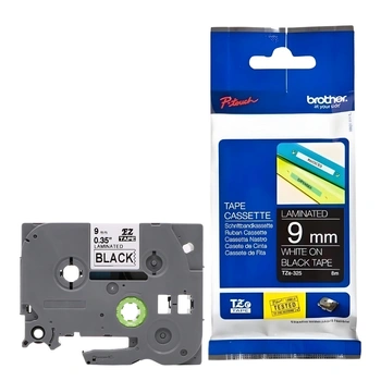 Taśma Brother TZe-325 9 mm x 8 m / czarna / biały nadruk / do drukarek Brother P-touch