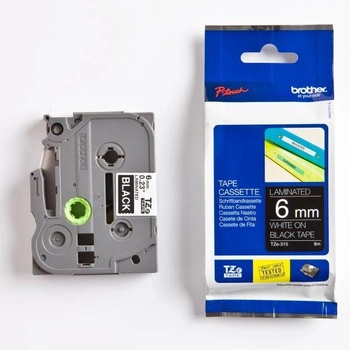 Taśma Brother TZe-315 6 mm x 8 m / czarna /biały nadruk / do drukarek Brother P-touch