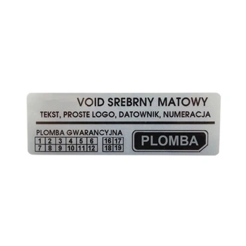 Etykieta plomba void Specmark 40 x 12 mm 250 szt. / srebrna matowa / czarny nadruk / gilza fi40